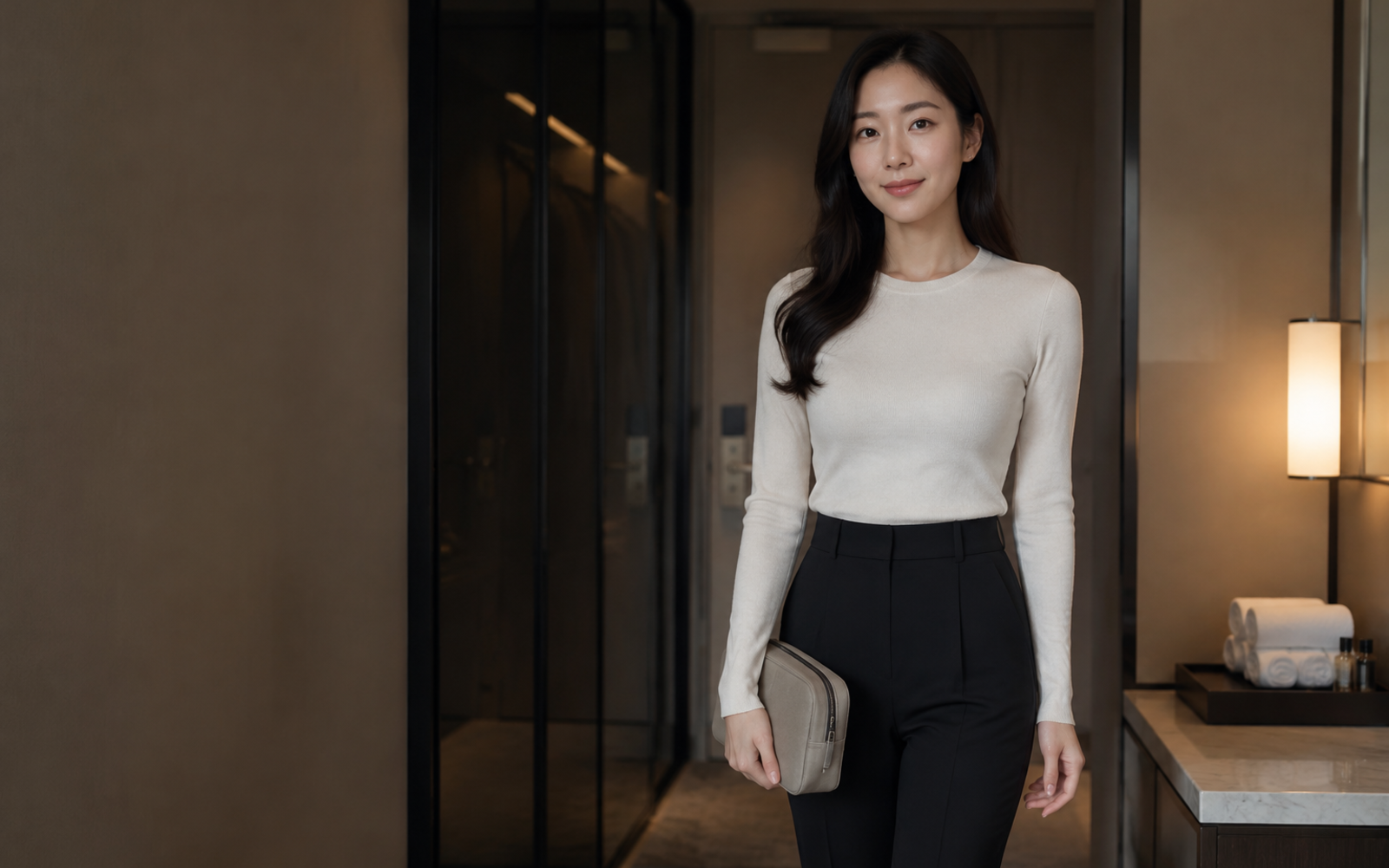 시흥 시화 방문 홈케어를 안내하는 젊은 성인 한국 여성 관리사